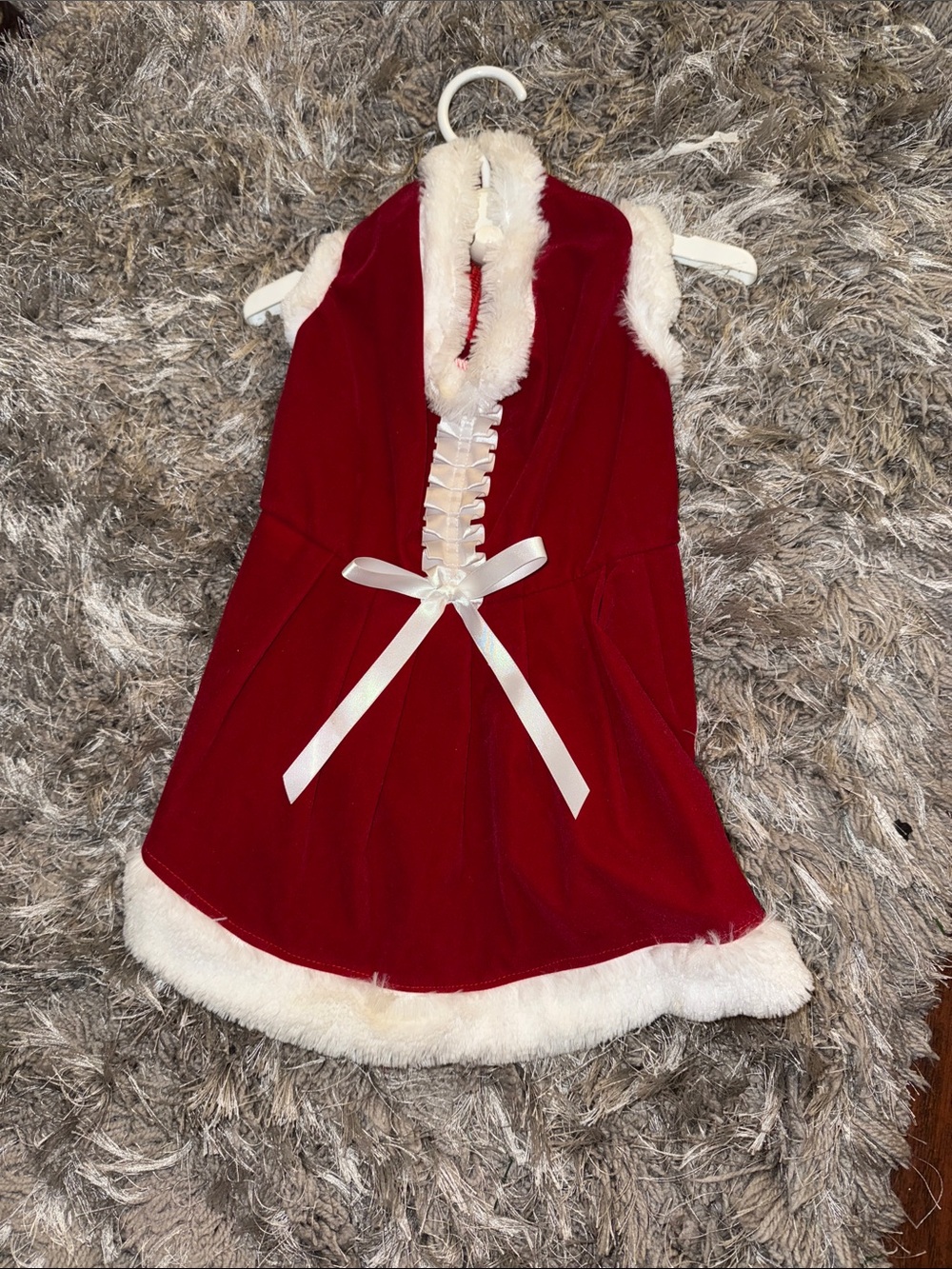 Red Velvet Dog Santa-Inspired Sleeveless Christmas Dress
